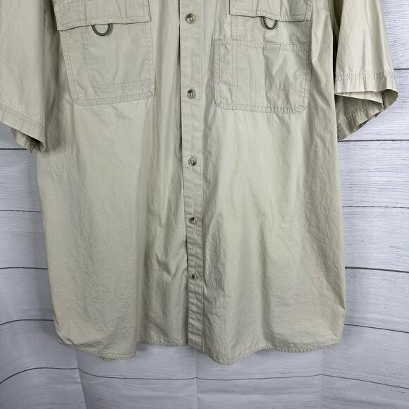 Columbia Mens size XL Short Sleeve Button Down Utility Shirt Khaki - Picture 4 of 9